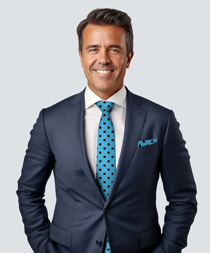 Vittorio Farina Men's Polka Dot Satin Necktie &amp; Pocket Square