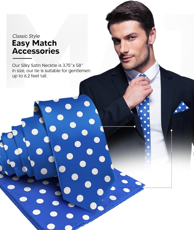Vittorio Farina Men's Polka Dot Satin Necktie &amp; Pocket Square