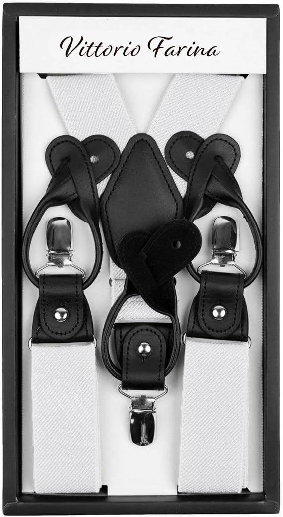 Vittorio Farina Men's Convertible Suspender in Gift Box: 70% Polyester &amp; 30% Elastomer