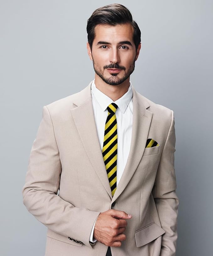 Vittorio Farina Men's Striped Satin Necktie &amp; Pocket Square