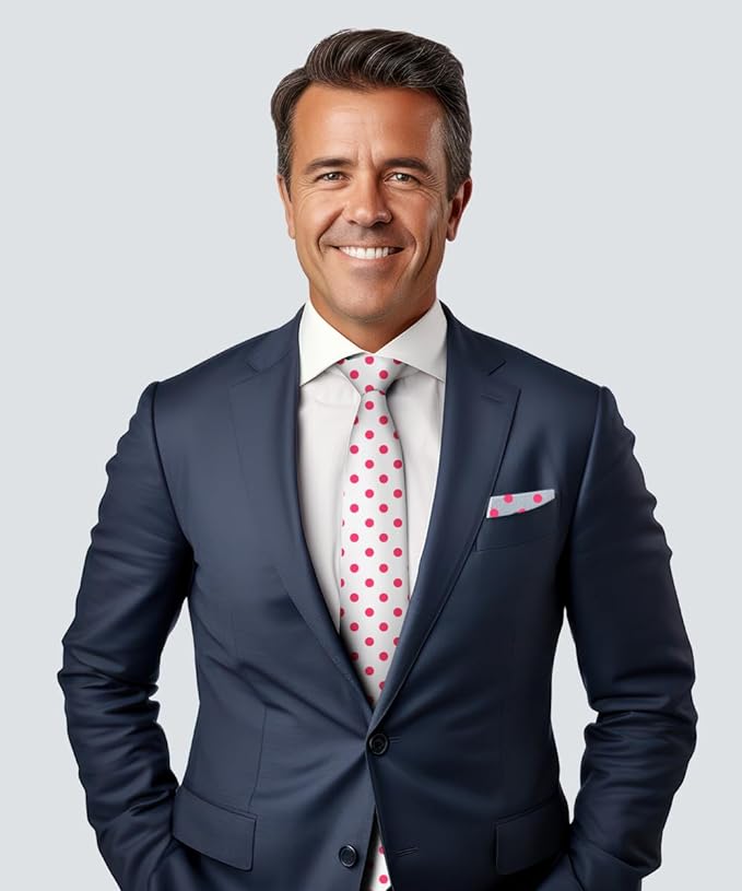 Vittorio Farina Men's Polka Dot Satin Necktie &amp; Pocket Square