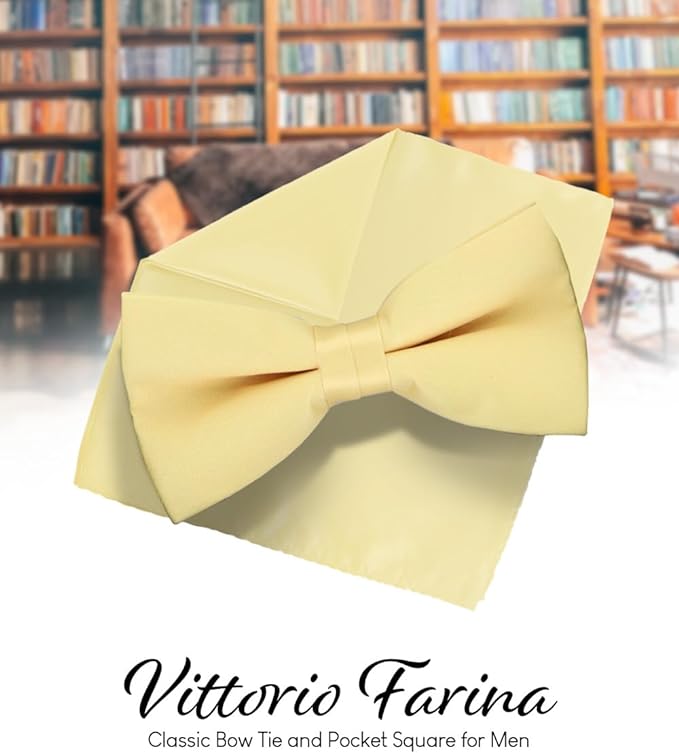 Vittorio Farina Men's Satin Bow Tie &amp; Pocket Square in Gift Box