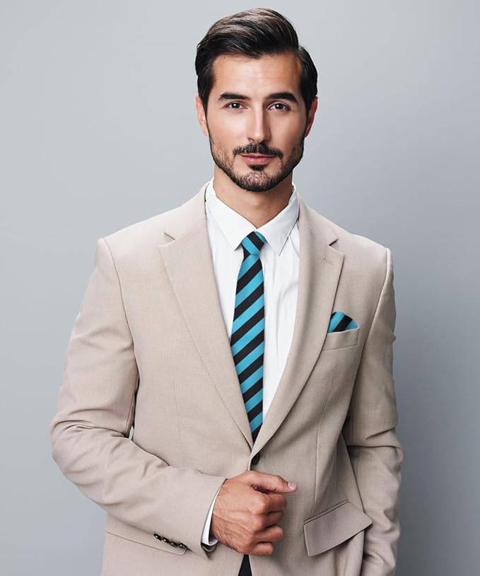 Vittorio Farina Men's Striped Satin Necktie &amp; Pocket Square