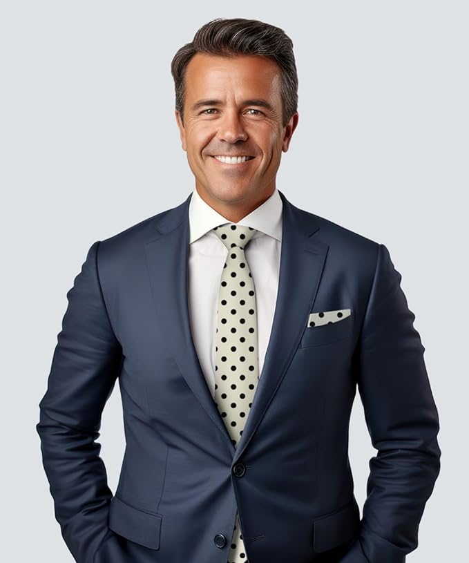 Vittorio Farina Men's Polka Dot Satin Necktie &amp; Pocket Square