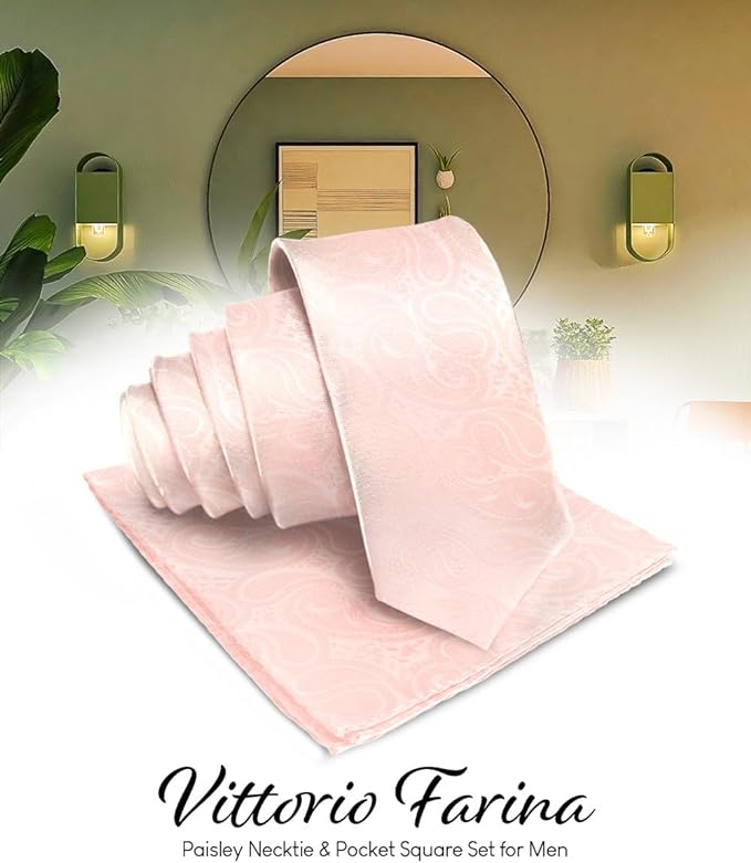 Vittorio Farina Men's Woven Paisley Necktie &amp; Pocket Square