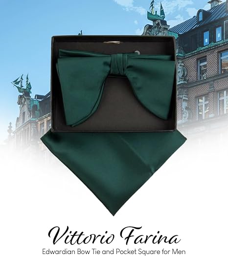 Vittorio Farina Men's Satin Teardrop Bow Tie &amp; Pocket Square in Gift Box