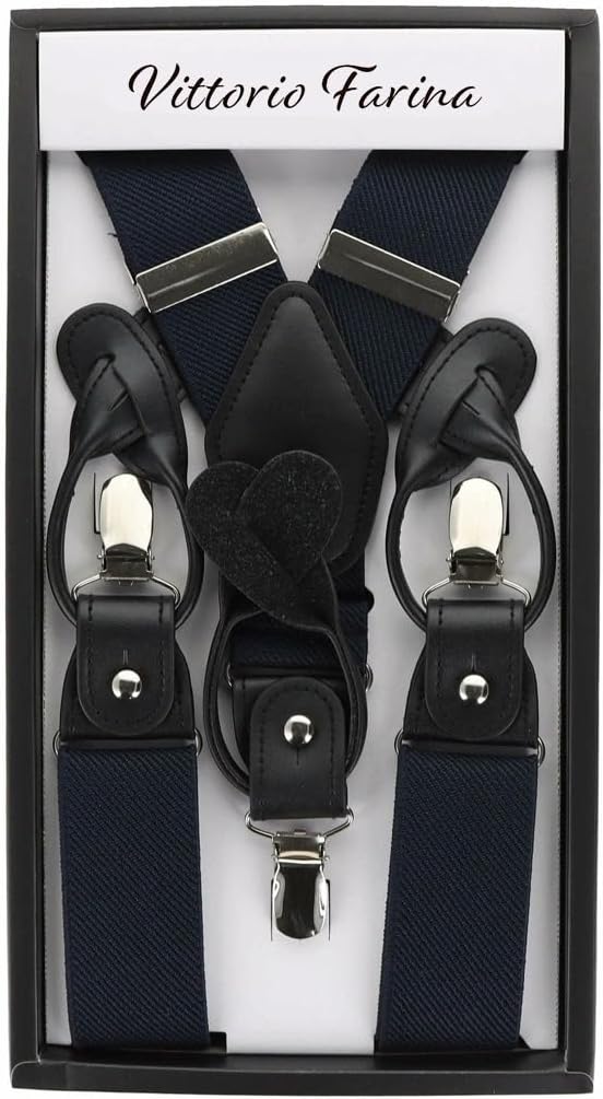 Vittorio Farina Men's Convertible Suspender in Gift Box: 70% Polyester &amp; 30% Elastomer