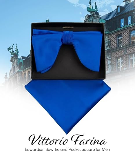 Vittorio Farina Men's Satin Teardrop Bow Tie &amp; Pocket Square in Gift Box