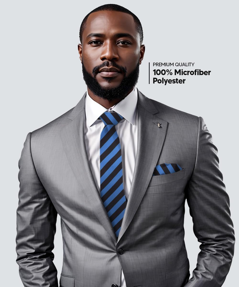 Vittorio Farina Men's Striped Satin Necktie &amp; Pocket Square