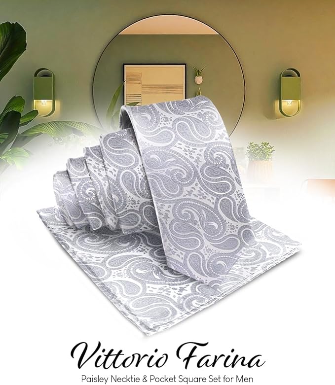 Vittorio Farina Men's Woven Paisley Necktie &amp; Pocket Square