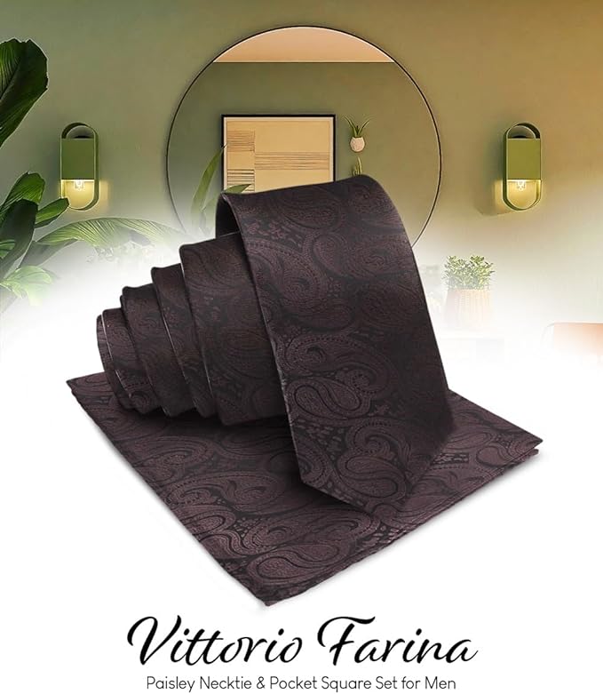 Vittorio Farina Men's Woven Paisley Necktie &amp; Pocket Square