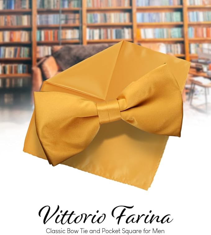 Vittorio Farina Men's Satin Bow Tie &amp; Pocket Square in Gift Box