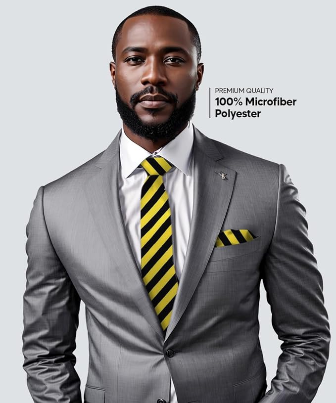 Vittorio Farina Men's Striped Satin Necktie &amp; Pocket Square