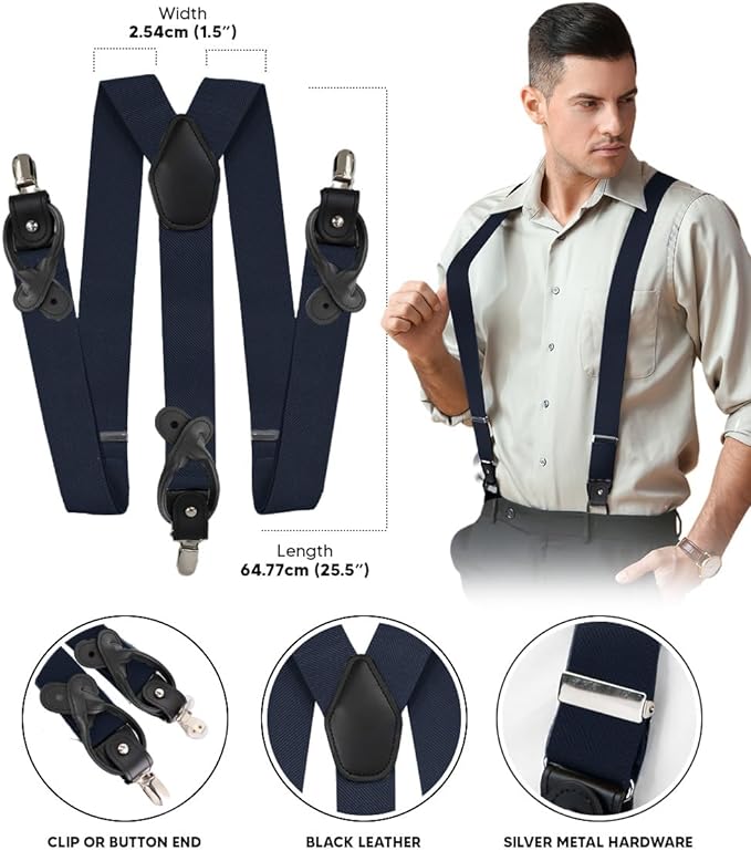 Vittorio Farina Men's Convertible Suspender in Gift Box: 70% Polyester &amp; 30% Elastomer