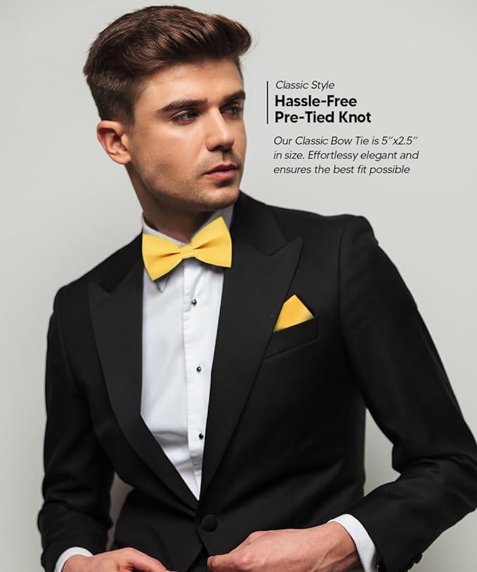 Vittorio Farina Men's Satin Bow Tie &amp; Pocket Square in Gift Box