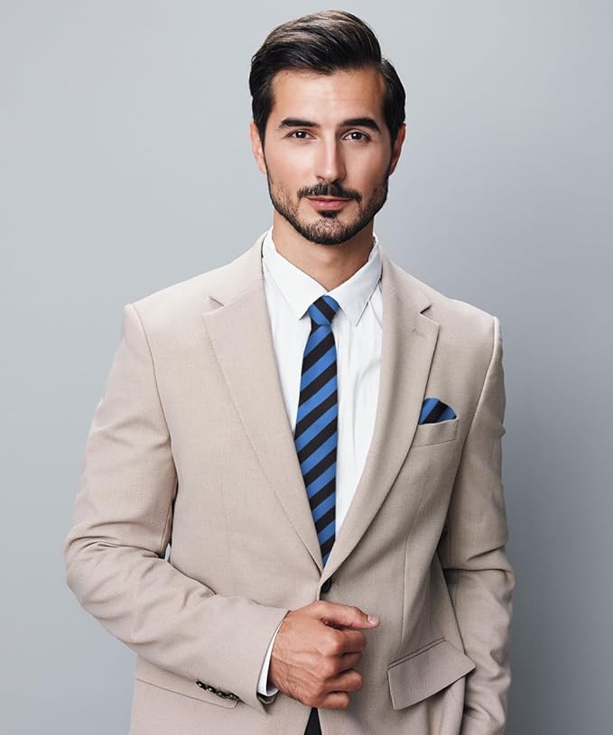 Vittorio Farina Men's Striped Satin Necktie &amp; Pocket Square