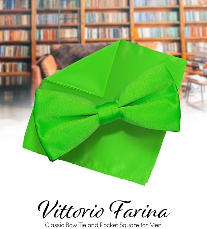 Vittorio Farina Men's Satin Bow Tie &amp; Pocket Square in Gift Box