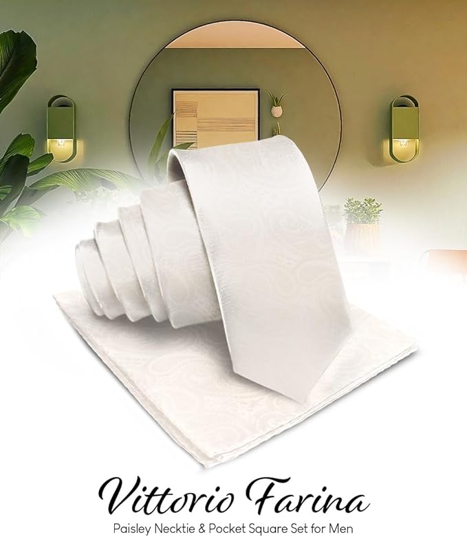 Vittorio Farina Men's Woven Paisley Necktie &amp; Pocket Square