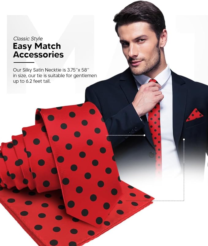 Vittorio Farina Men's Polka Dot Satin Necktie &amp; Pocket Square