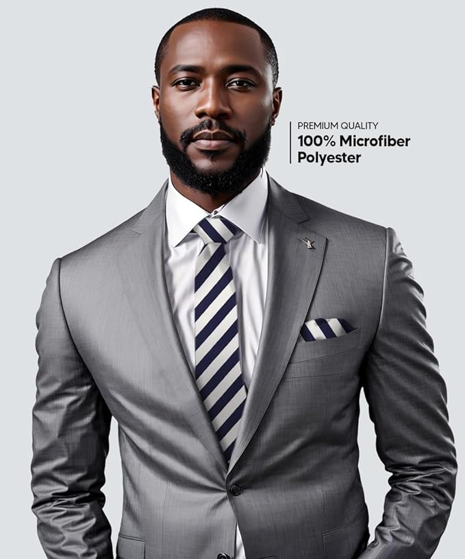 Vittorio Farina Men's Striped Satin Necktie &amp; Pocket Square