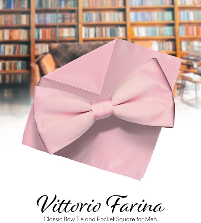 Vittorio Farina Men's Satin Bow Tie &amp; Pocket Square in Gift Box