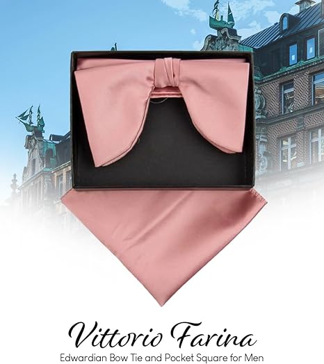 Vittorio Farina Men's Satin Teardrop Bow Tie &amp; Pocket Square in Gift Box