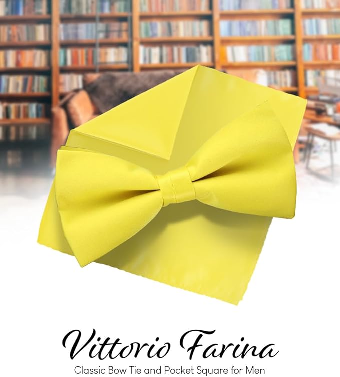 Vittorio Farina Men's Satin Bow Tie &amp; Pocket Square in Gift Box