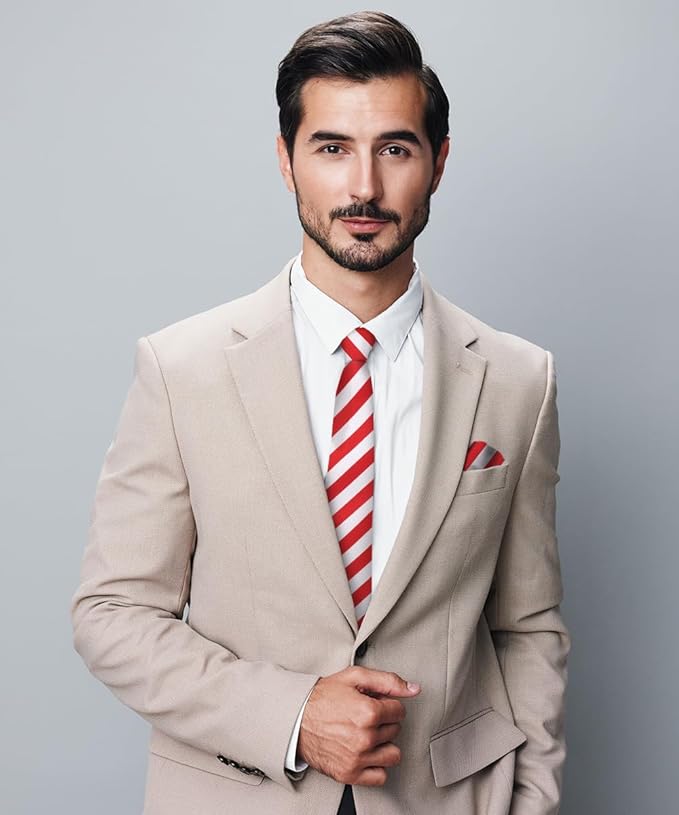 Vittorio Farina Men's Striped Satin Necktie &amp; Pocket Square