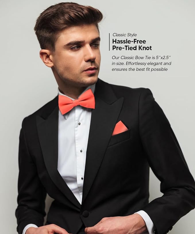 Vittorio Farina Men's Satin Bow Tie &amp; Pocket Square in Gift Box