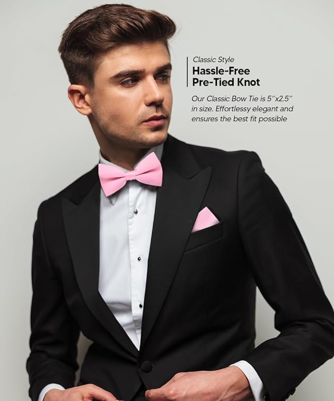 Vittorio Farina Men's Satin Bow Tie &amp; Pocket Square in Gift Box