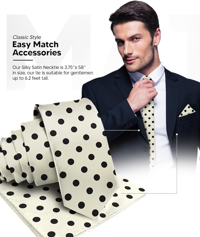 Vittorio Farina Men's Polka Dot Satin Necktie & Pocket Square