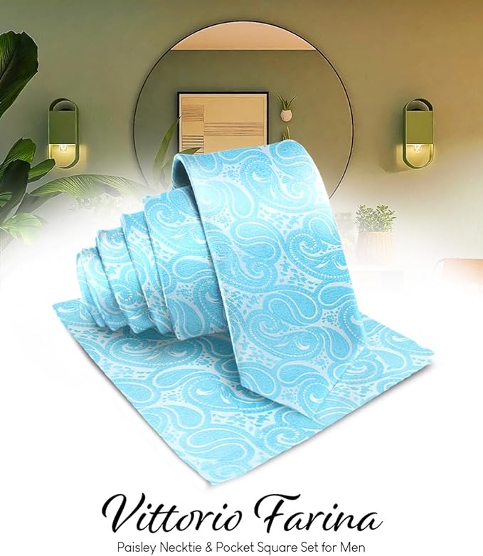 Vittorio Farina Men's Woven Paisley Necktie &amp; Pocket Square