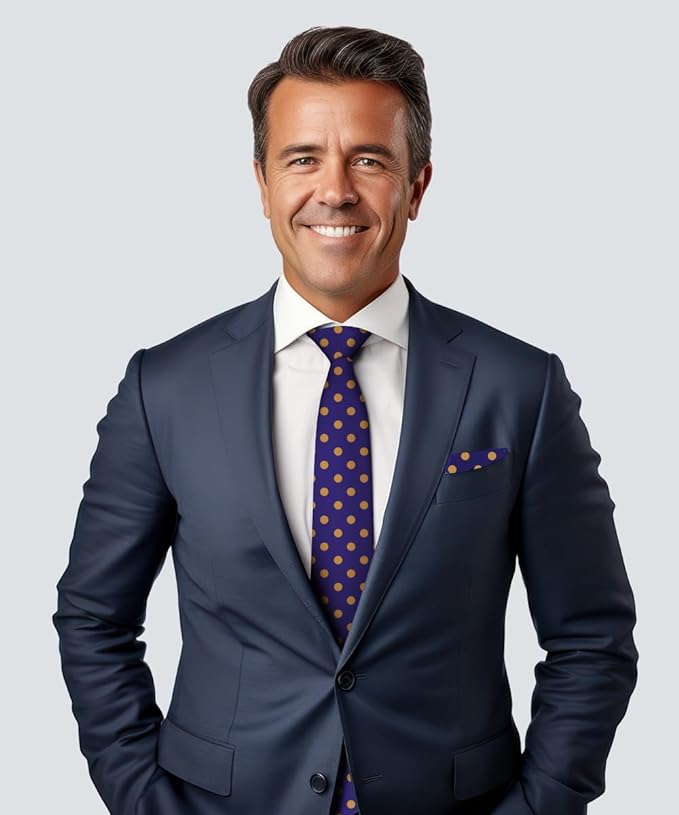 Vittorio Farina Men's Polka Dot Satin Necktie &amp; Pocket Square