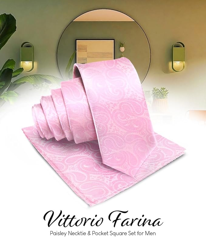 Vittorio Farina Men's Woven Paisley Necktie &amp; Pocket Square