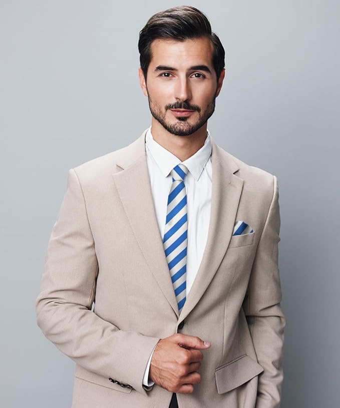 Vittorio Farina Men's Striped Satin Necktie &amp; Pocket Square