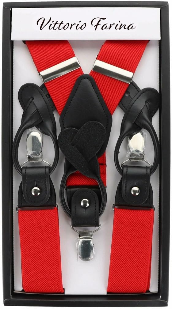 Vittorio Farina Men's Convertible Suspender in Gift Box: 70% Polyester &amp; 30% Elastomer