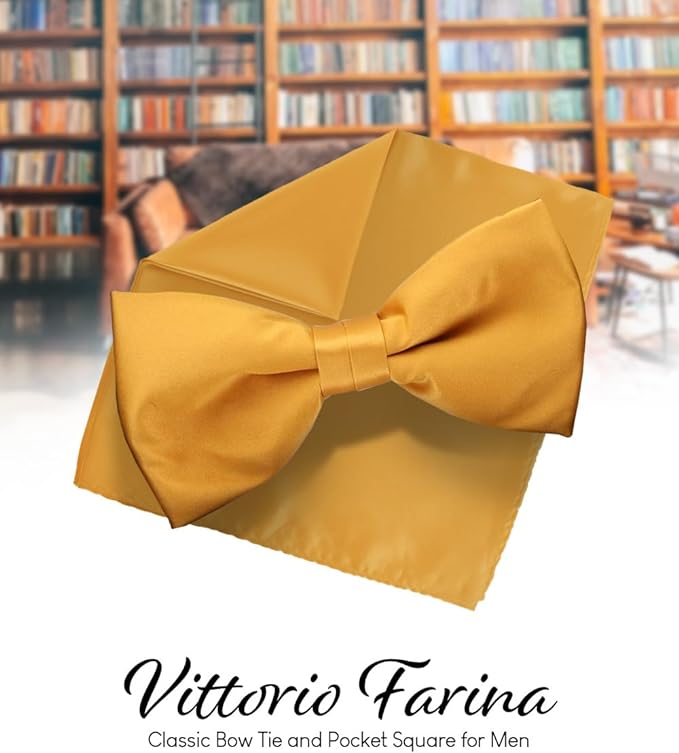 Vittorio Farina Men's Satin Bow Tie &amp; Pocket Square in Gift Box