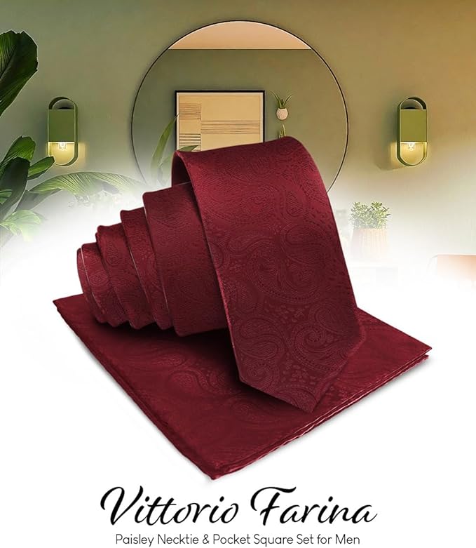 Vittorio Farina Men's Woven Paisley Necktie &amp; Pocket Square