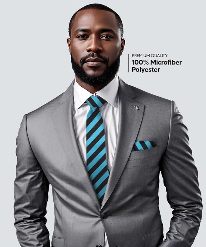 Vittorio Farina Men's Striped Satin Necktie &amp; Pocket Square