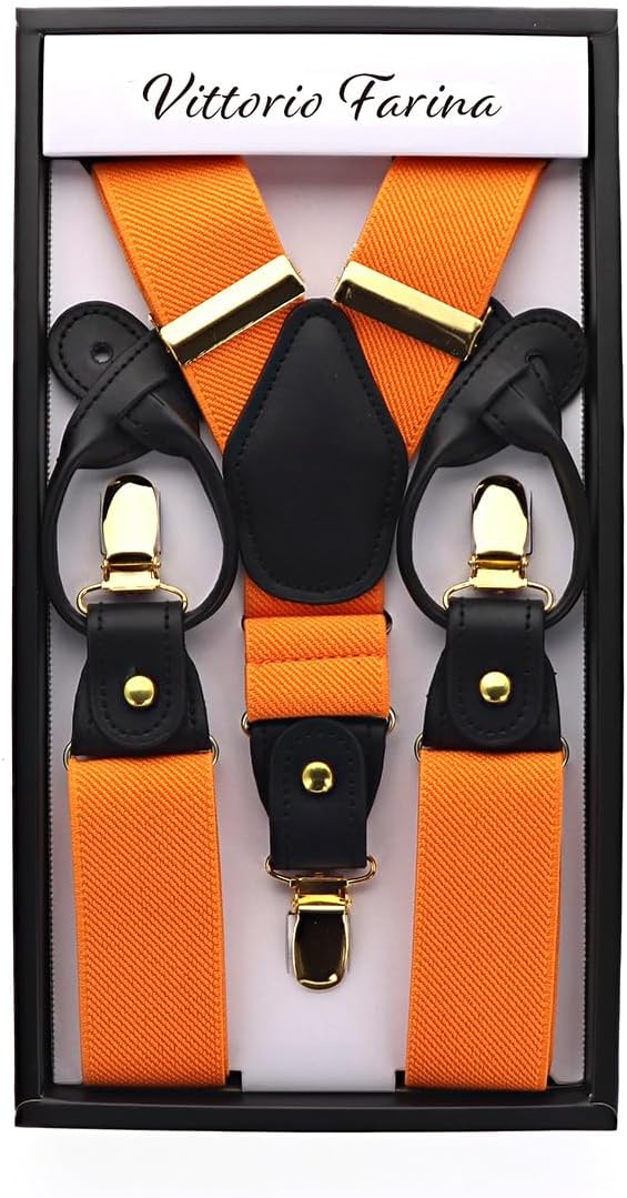 Vittorio Farina Men's Convertible Suspender in Gift Box: 70% Polyester &amp; 30% Elastomer