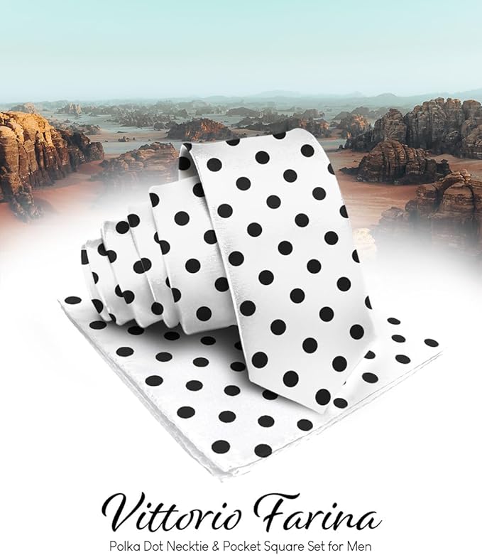 Vittorio Farina Men's Polka Dot Satin Necktie & Pocket Square