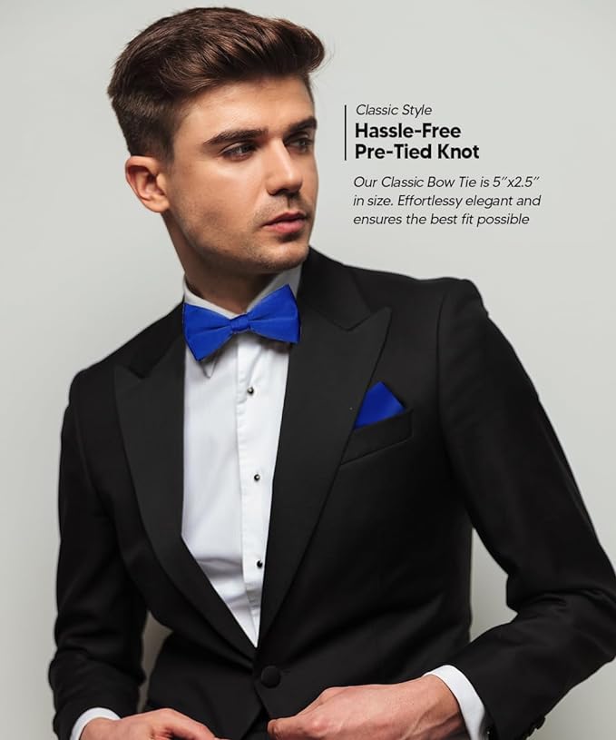 Vittorio Farina Men's Satin Bow Tie &amp; Pocket Square in Gift Box