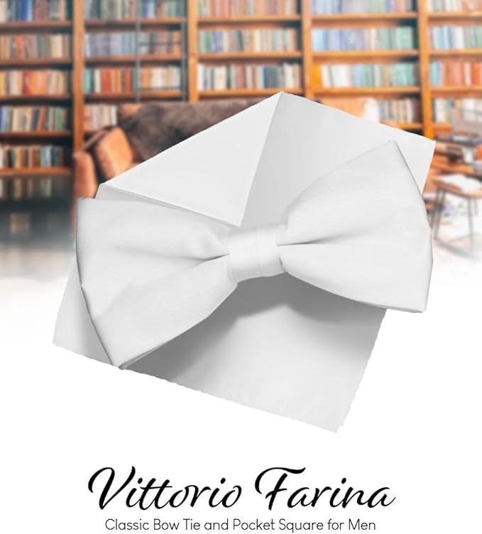 Vittorio Farina Men's Satin Bow Tie &amp; Pocket Square in Gift Box
