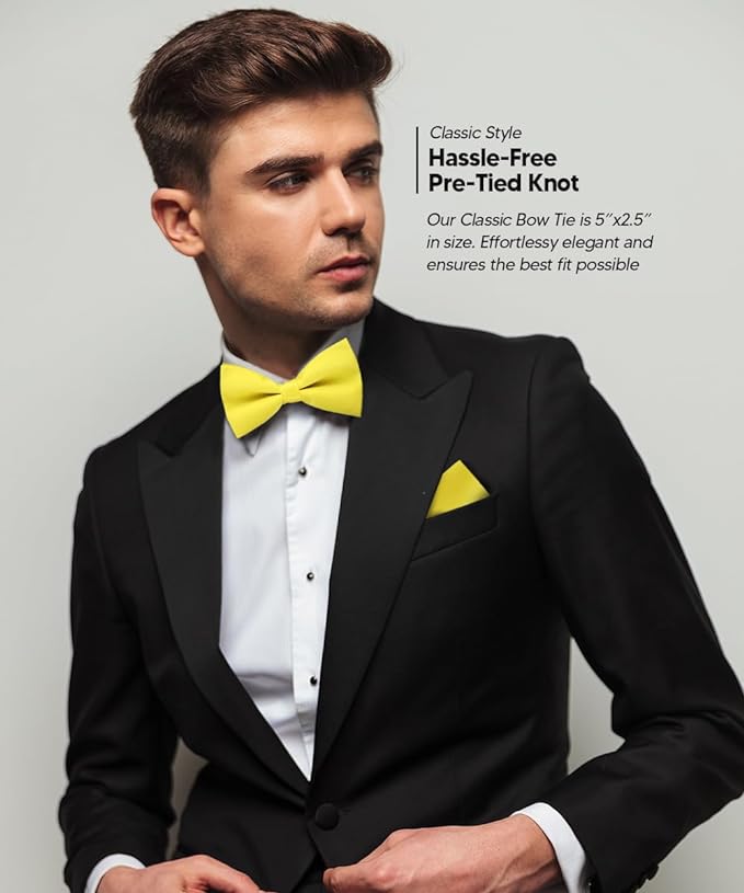 Vittorio Farina Men's Satin Bow Tie &amp; Pocket Square in Gift Box