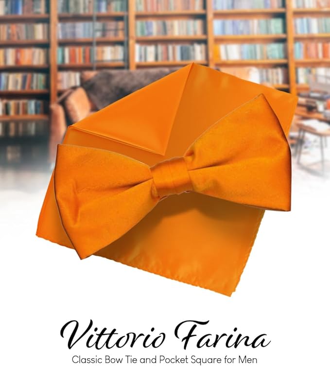 Vittorio Farina Men's Satin Bow Tie &amp; Pocket Square in Gift Box