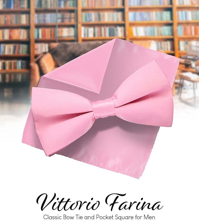 Vittorio Farina Men's Satin Bow Tie &amp; Pocket Square in Gift Box