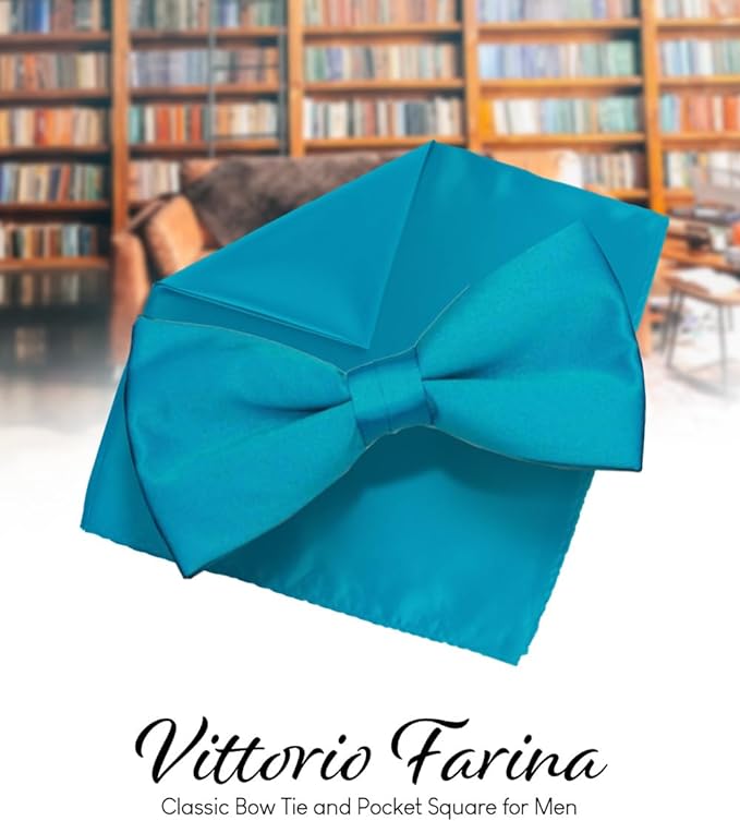 Vittorio Farina Men's Satin Bow Tie &amp; Pocket Square in Gift Box
