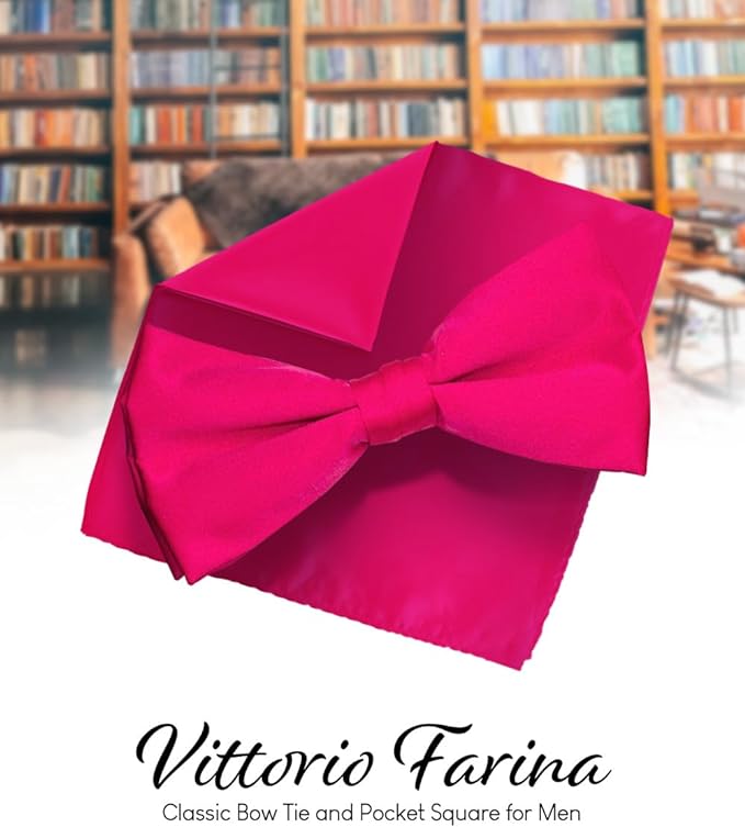 Vittorio Farina Men's Satin Bow Tie &amp; Pocket Square in Gift Box