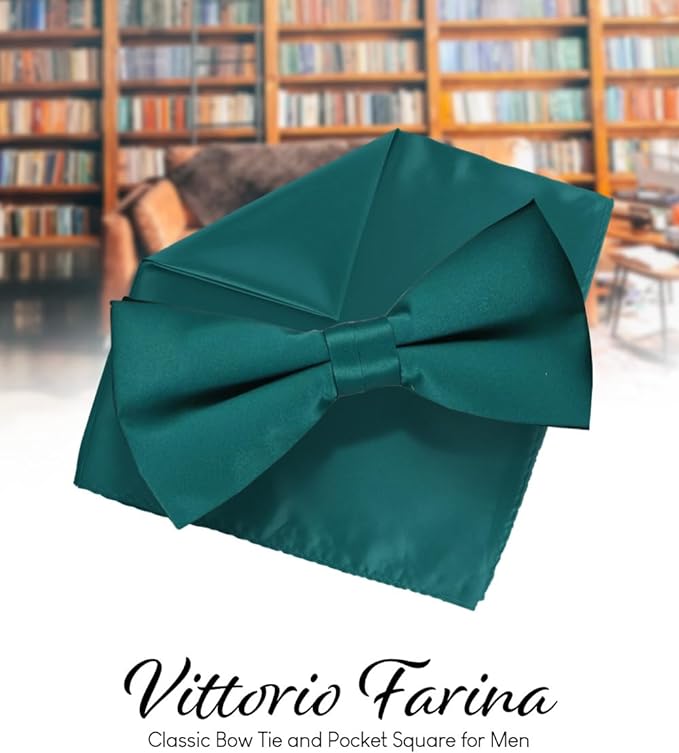 Vittorio Farina Men's Satin Bow Tie &amp; Pocket Square in Gift Box
