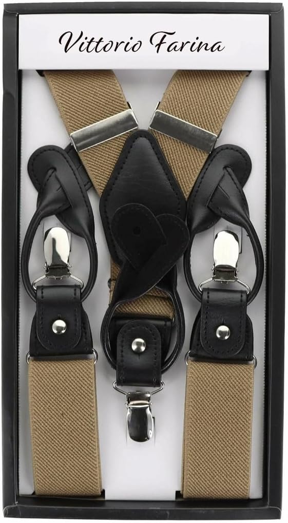 Vittorio Farina Men's Convertible Suspender in Gift Box: 70% Polyester &amp; 30% Elastomer